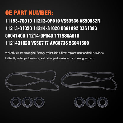 HiSport Valve Cover Gasket - Compatible with Toyota Avalon Camry Highlander RAV4 Sienna Venza Highlander Lexus ES350 RX350 RX450H Lotus Evora Evora 3.5L V6 2005-2016 - Replace VS50682R