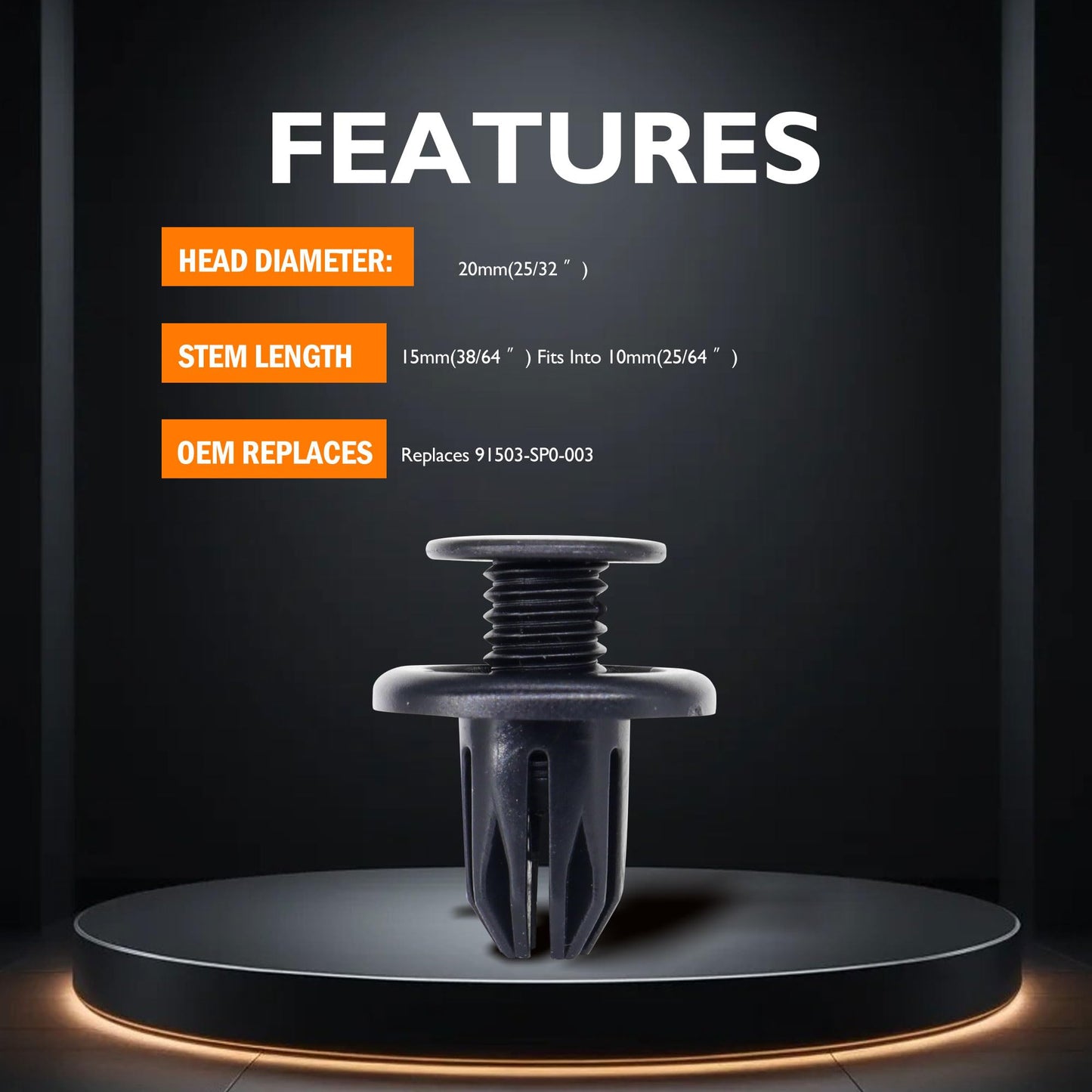 HiSport 20Pcs Front Rear Bumper Push-Type Retainer Clips Bumper Cover Fender Liner Fastener - Replaces 07130702966 91503-SP0-003 Compatible with BMW Honda Acura Mini Cooper Countryman Cooper Paceman