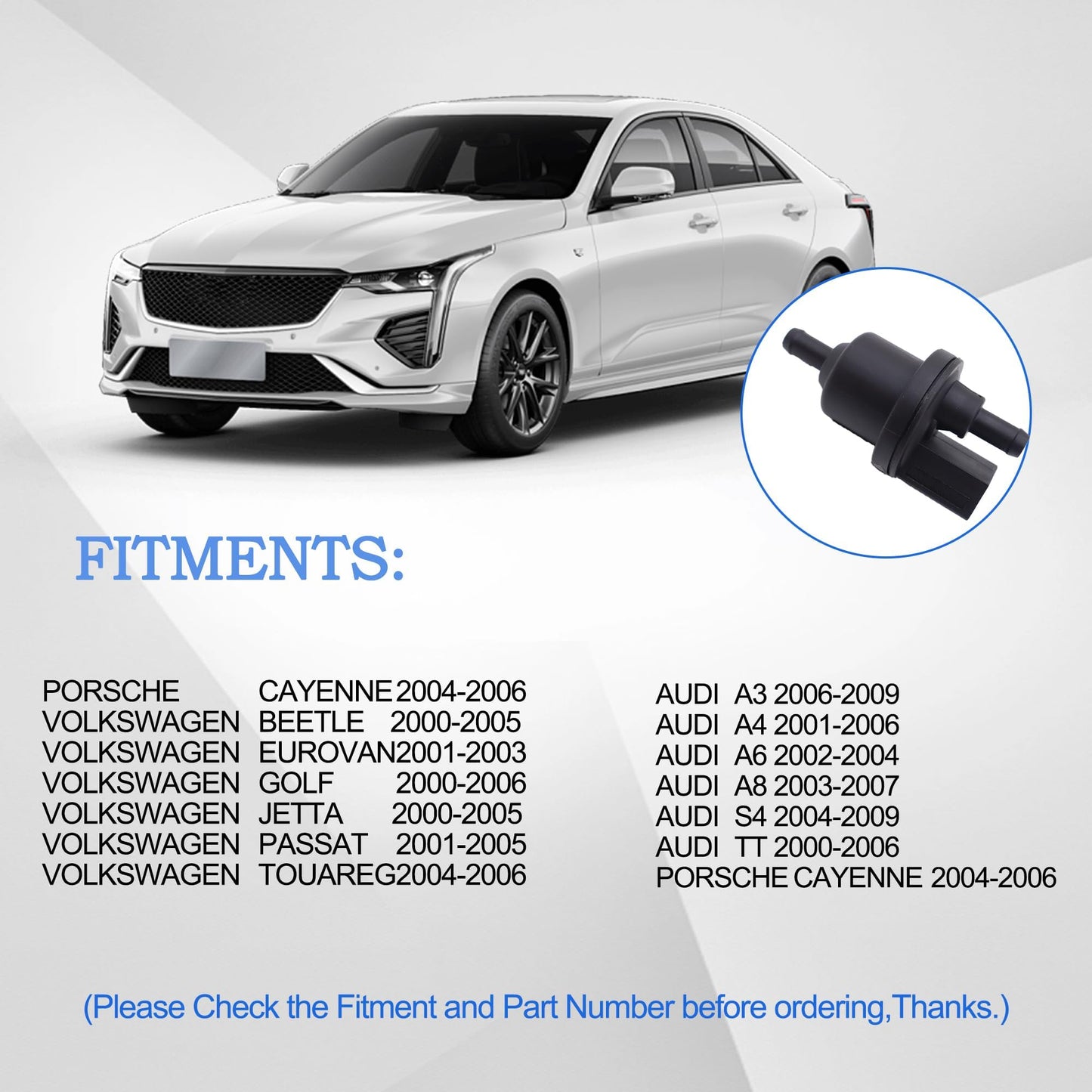 HiSport Canister Purge Valve 0280142353 - Compatible with Audi A4 A6 A8 Allroad2 S4 Tt Porsche Cayenne Volkswagen Beetle Eurovan Golf Jetta Passat Phaeton Touareg 1999-2011 - Replaces 1c0906517a