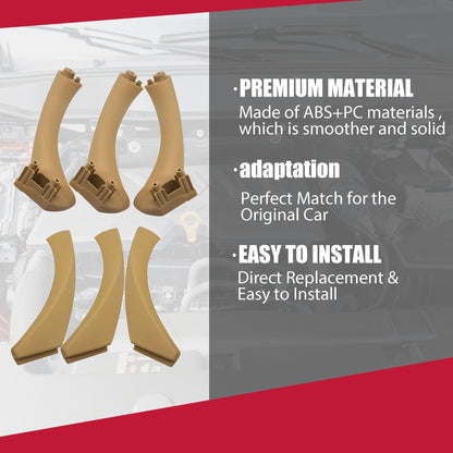 HiSport Inner Outer Door Panel Pull Handle Outer Trim Cover - Compatible with BMW E90 E91 E92 E93 3 Series 325i 328i 335i 330i Replace 51417230854