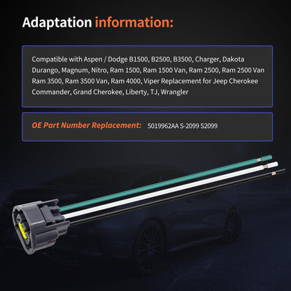 HiSport Camshaft Position Sensor Connector Wiring Harness 5019962AA Compatible with Dodge Ram 1500 2500 3500, B1500 B2500 B3500, Replacement for Jeep Grand Cherokee, Chrysler 300, S-2099 S2099