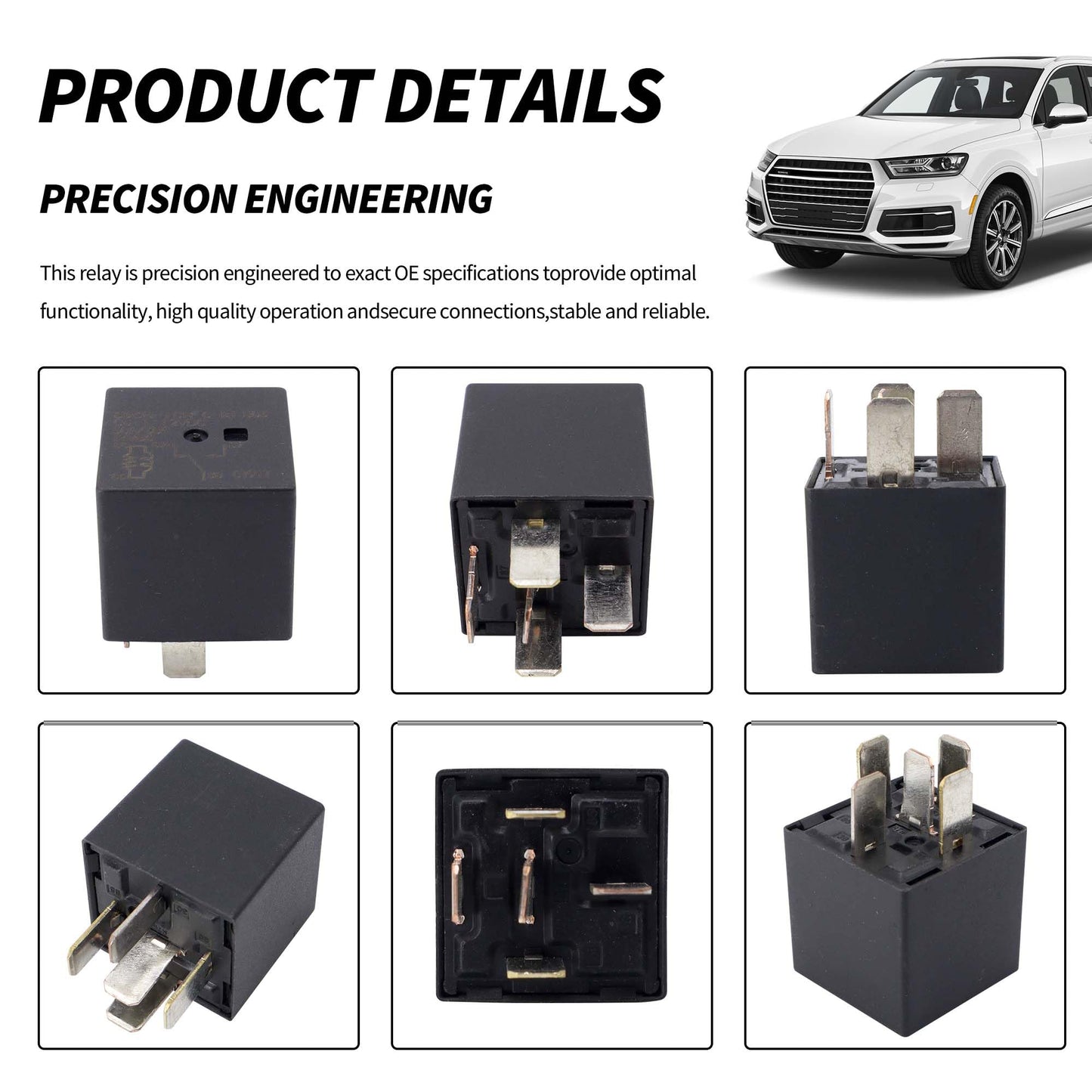 HiSport Relay 896H-1CH-C-R1-U03 5 Pins Plug-in 12VDC SPDT 50A 12V Socket Terminal Flux Tight Automotive Relay, 2PCS