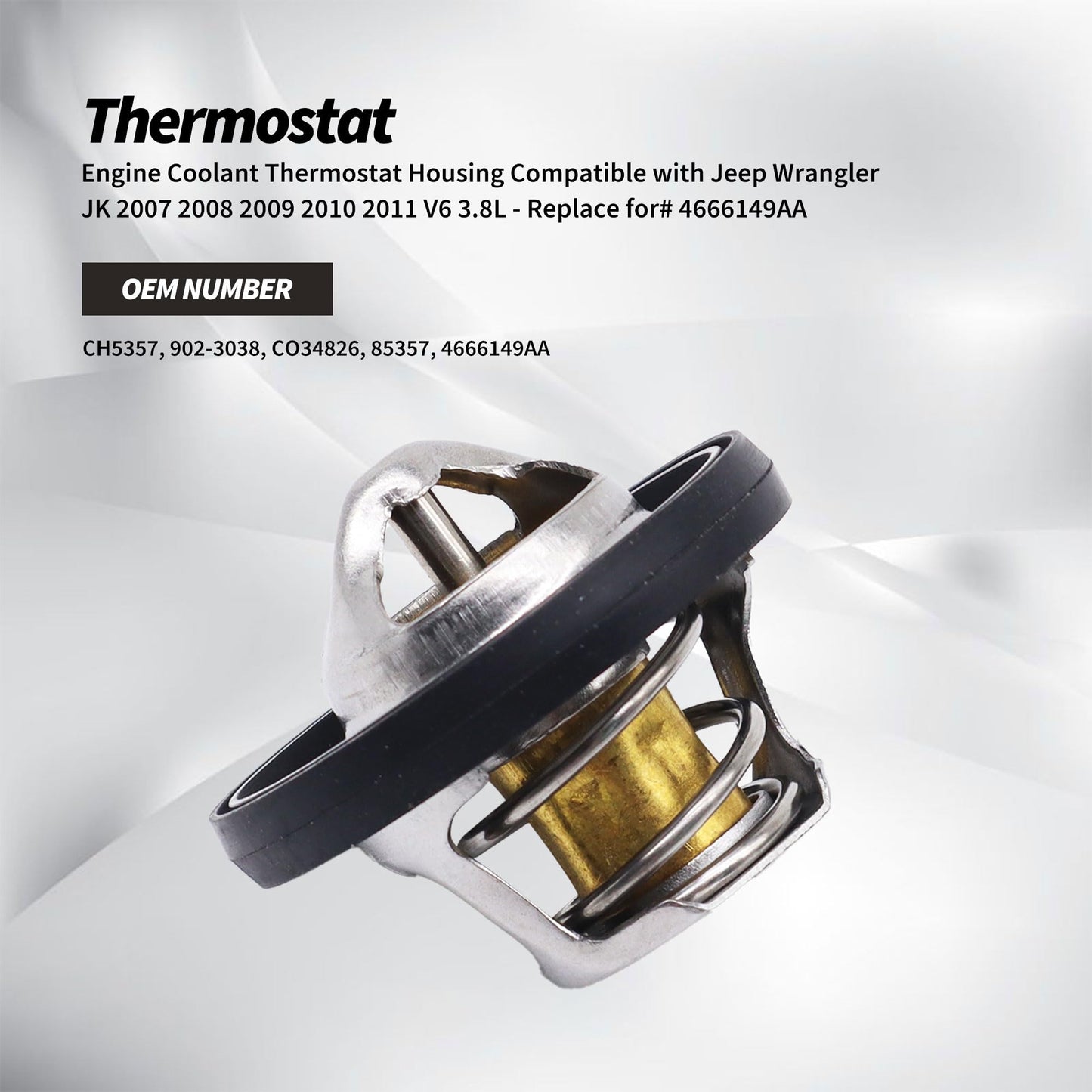 HiSport Engine Coolant Thermostat Housing Assembly - Compatible With Jeep Wrangler JK V6 3.8L 2007 2008 2009 2010 2011 Replace 4666149AA