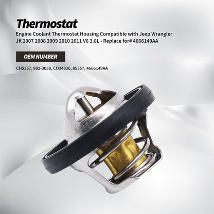 HiSport Engine Coolant Thermostat Housing Assembly - Compatible With Jeep Wrangler JK V6 3.8L 2007 2008 2009 2010 2011 Replace 4666149AA
