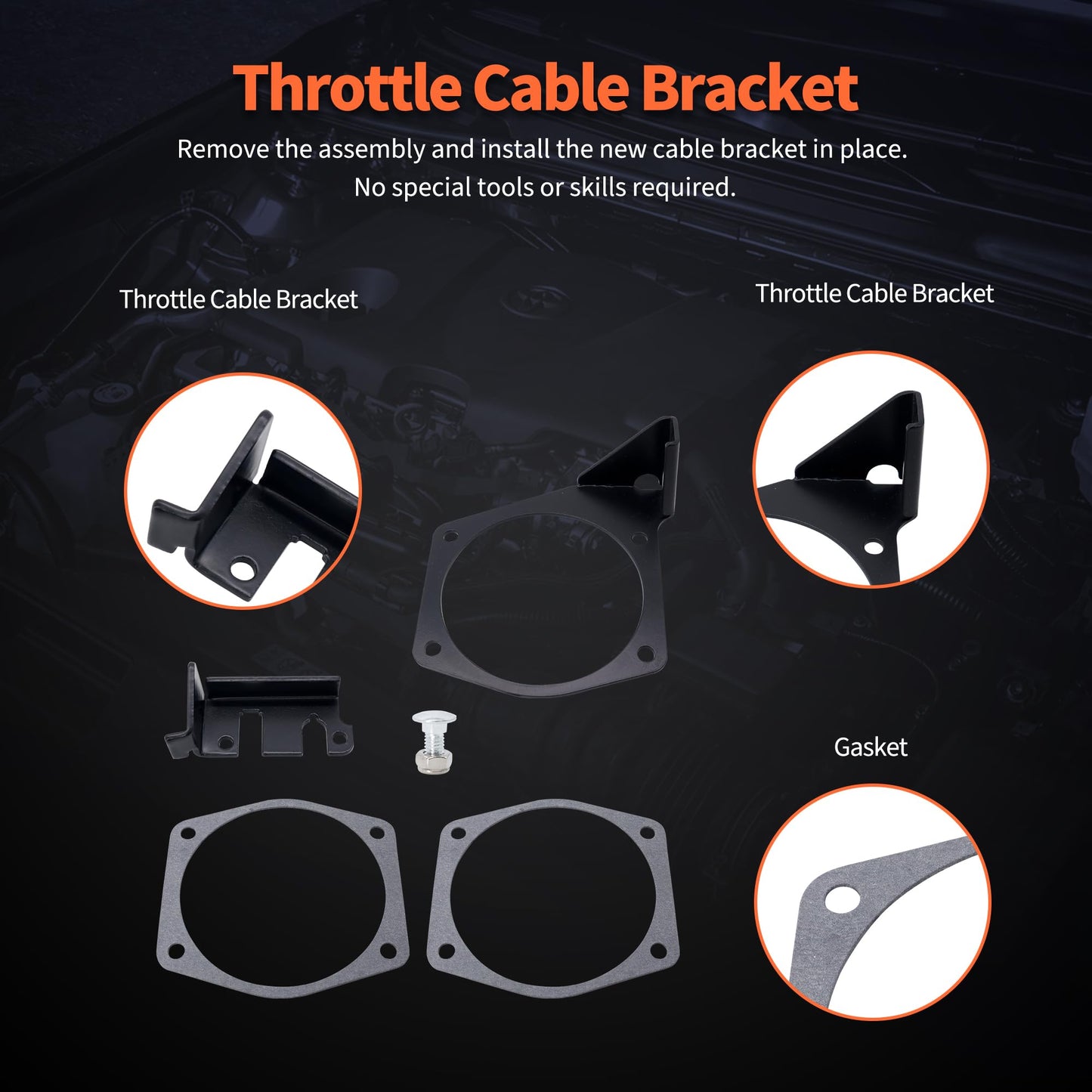 HiSport 81012 4-Bolt Throttle Cable Bracket - Intakes 92MM-102MM Compatible with Chevrolet Camaro Corvette Trailblazer SSR Impala Cadillac CTS XLR Pontiac G8 GTO Replaces 81042 81001 81002 81003