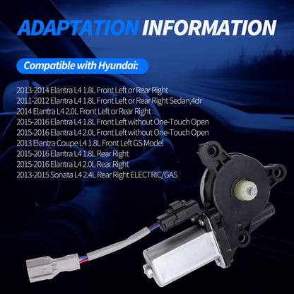 HiSport 824503X000 Power Window Lift Motor Compatible with Hyundai Elantra 2011-2016,Elantra Coupe 2013,Sonata 2013-2015,Replace 824503X100 834603S001 834603X100