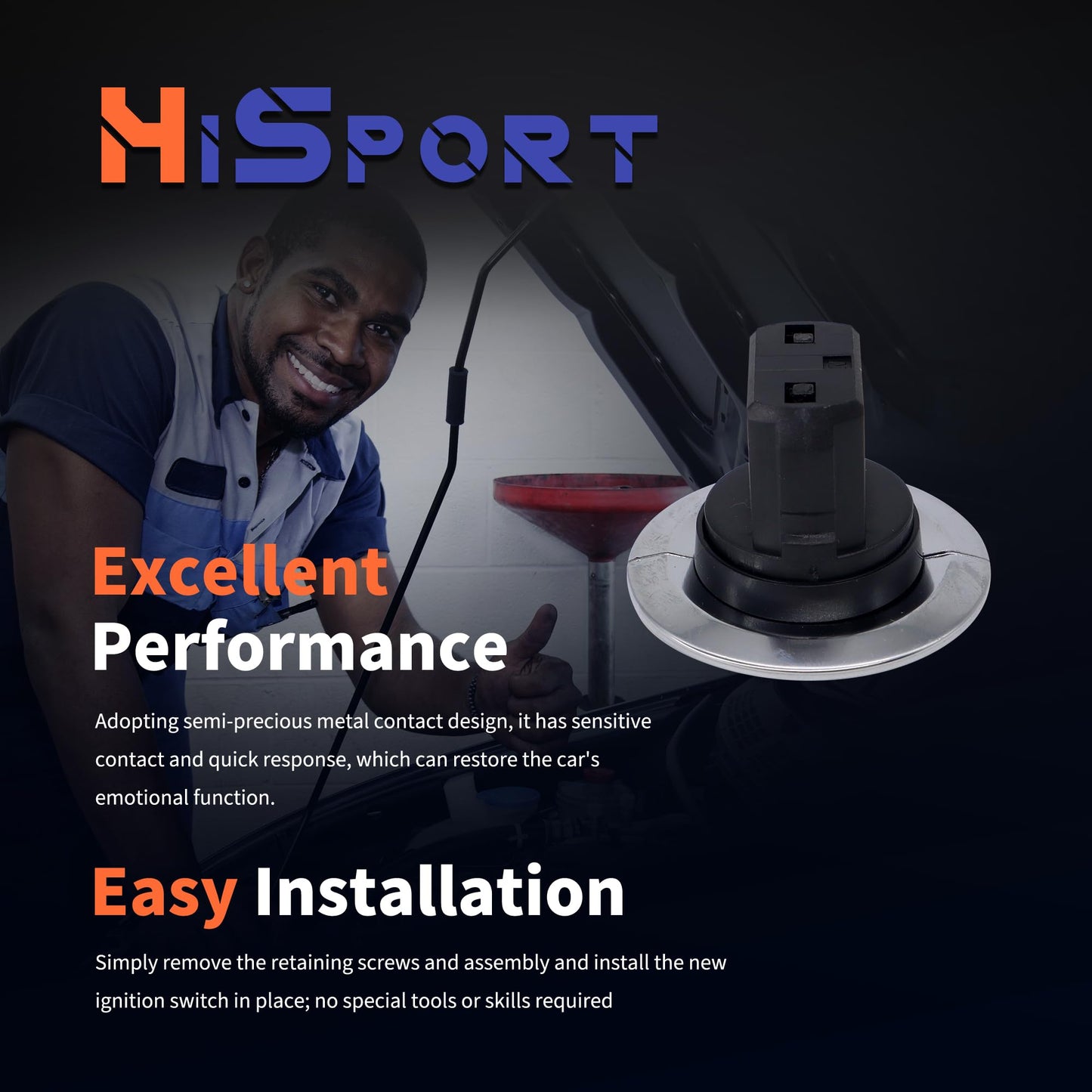 HiSport 2215450714 Engine Start Stop Button Switch - Compatible with Mercedes-Benz CL550 Coupe CLS350 Sedan E350 GL350 GL450 GLK350 ML350 S550 SL500 SLK200 SLK350 2006-2018 - Replace 2215450514