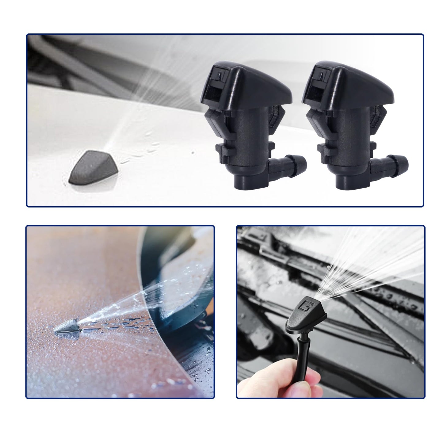 HiSport 55157319AA Windshield Sprinkler Wiper Nozzle - Compatible with Jeep Commander 2006-2010 Liberty 2008-2012 Compatible with Dodge Nitro 2007-2011 - (Two Side)