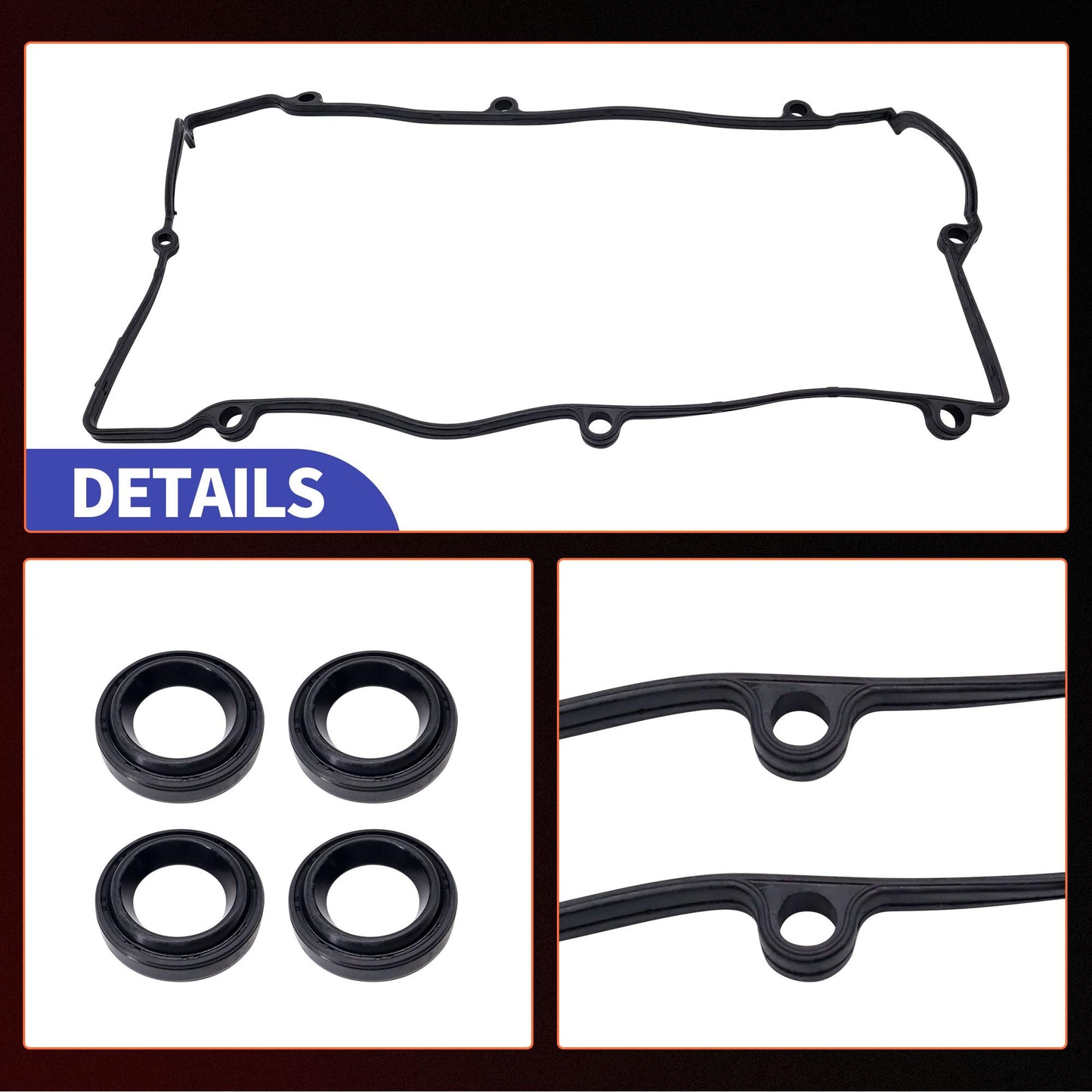 HiSport Valve Cover Gasket Set - Compatible with Hyundai Santa Fe Sonata Tiburon Tucson Compatible with Kia Optima Sportage 2.7L 2003-2010 - Replace VS50641R