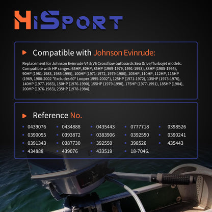 HiSport 0439076 Carburetor Carb Rebuild Kits with Float Compatible With Johnson Evinrude Outboard Engine Carb Repair Parts V4 V6 65-235 HP Sierra 18-7046 390055 392550 398526 434888 435443 439076