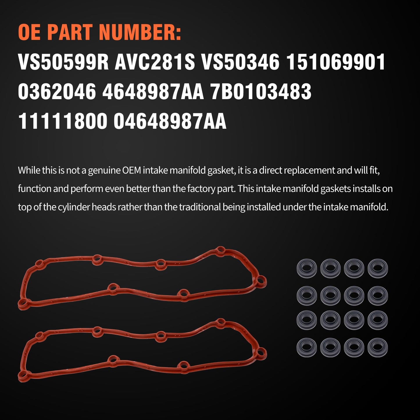HiSport Engine Valve Cover Gasket Set - Compatible with Chrysler Town & Country Dodge Grand Caravan Jeep Wrangler Volkswagen Routan 3.3L 3.8L 2004-2011 - Replace VS50599R