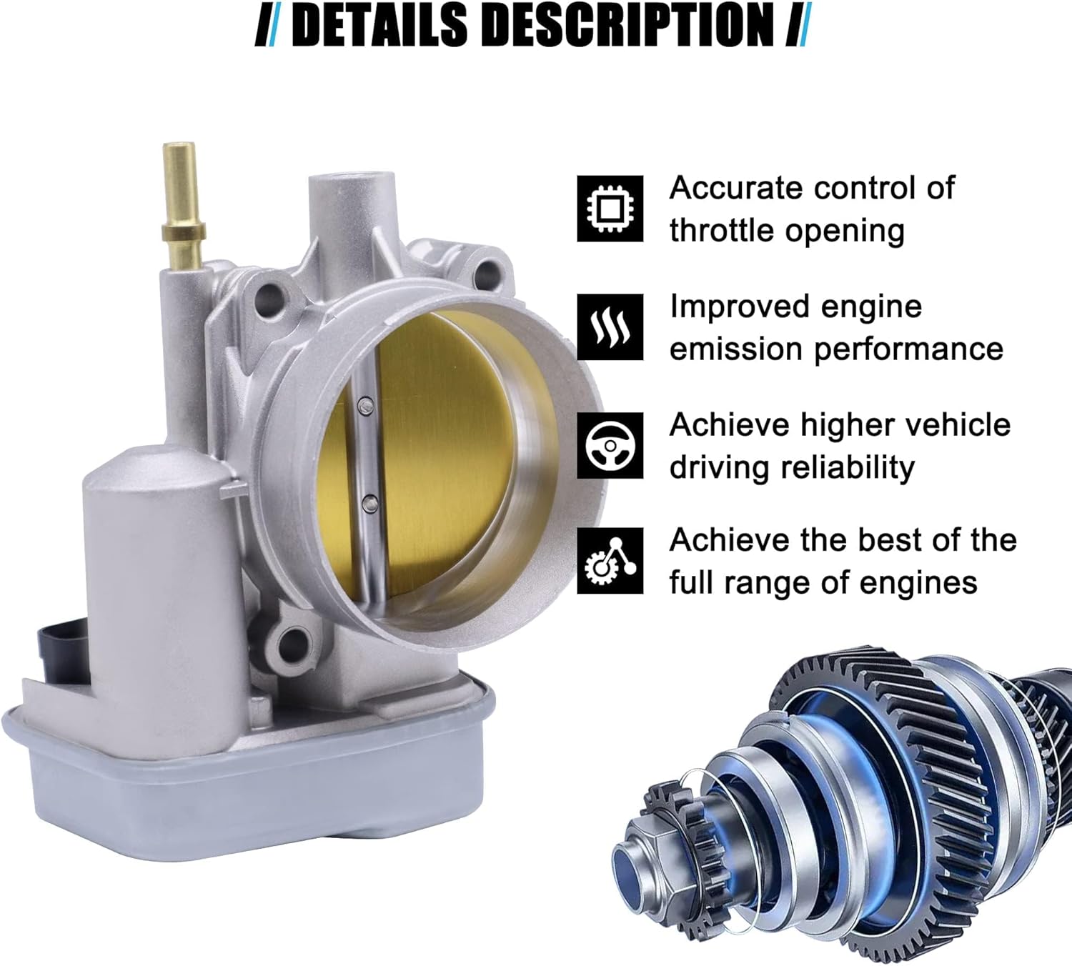 HiSport Electronic Throttle Body assembly- S20064 Compatible with 4.2l Chevy Trailblazer 03 04 05 06 07, 4.2l GMC Envoy 2003 2004 2005 2006 2007, 5.3l Chevrolet Impala 5.3L 06 07, Pontiac Grand Prix