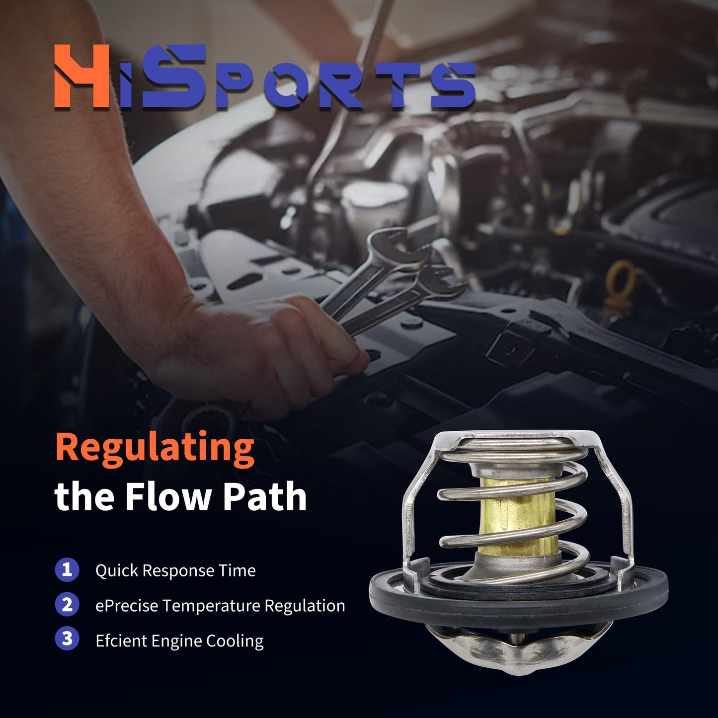 HiSport 461-180 Engine Coolant Thermostat - Compatible with Buick Regal Verano LaCrosse Allure Chevy Equinox Captiva Sport Impala Malibu Orlando HHR Cobalt Zafira Cavalier Classic Astra 2001-2017