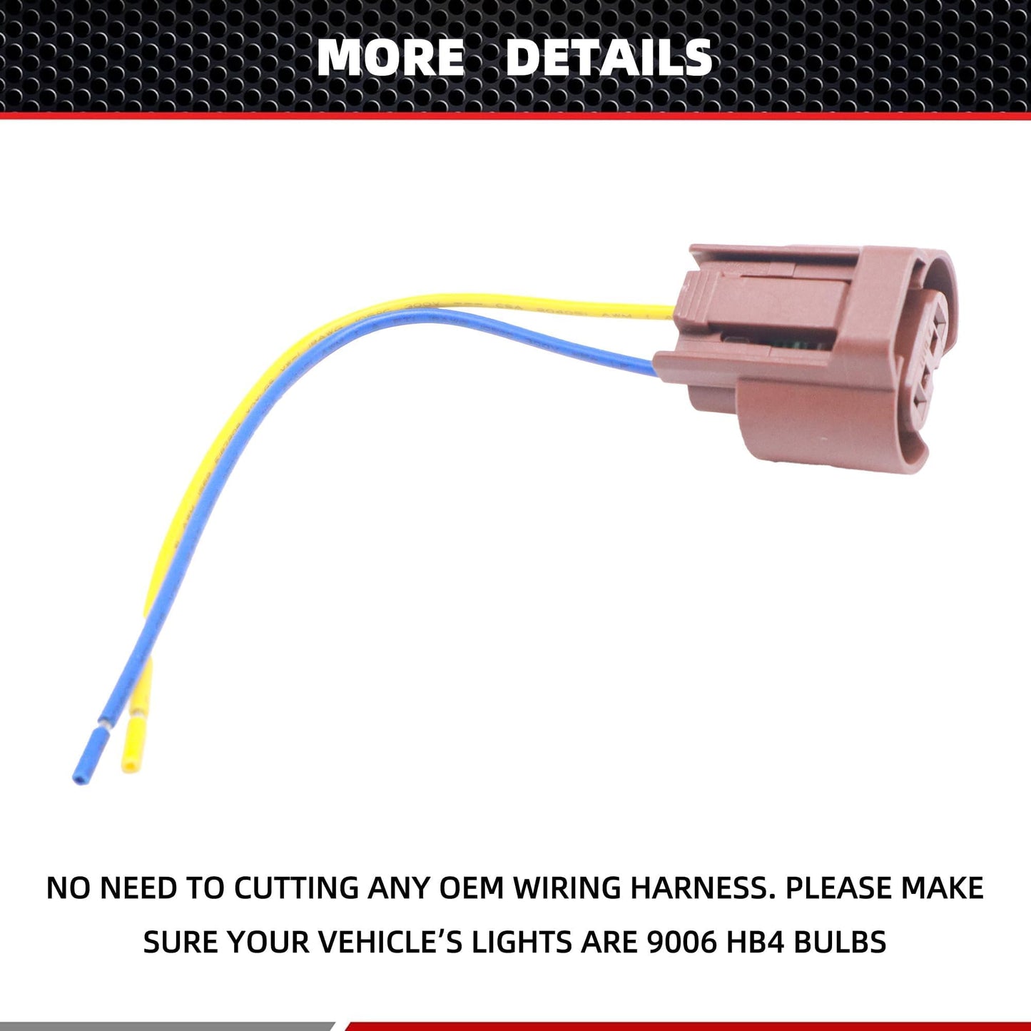 HiSport 9006 Headlight Plug Female Adapters Connector Wiring Harness Sockets Wire Plug Pigtails Compatible with High/Low Beam Or Fog Lights Use Replacement for OE 9006 HB4 (Pack of 2)