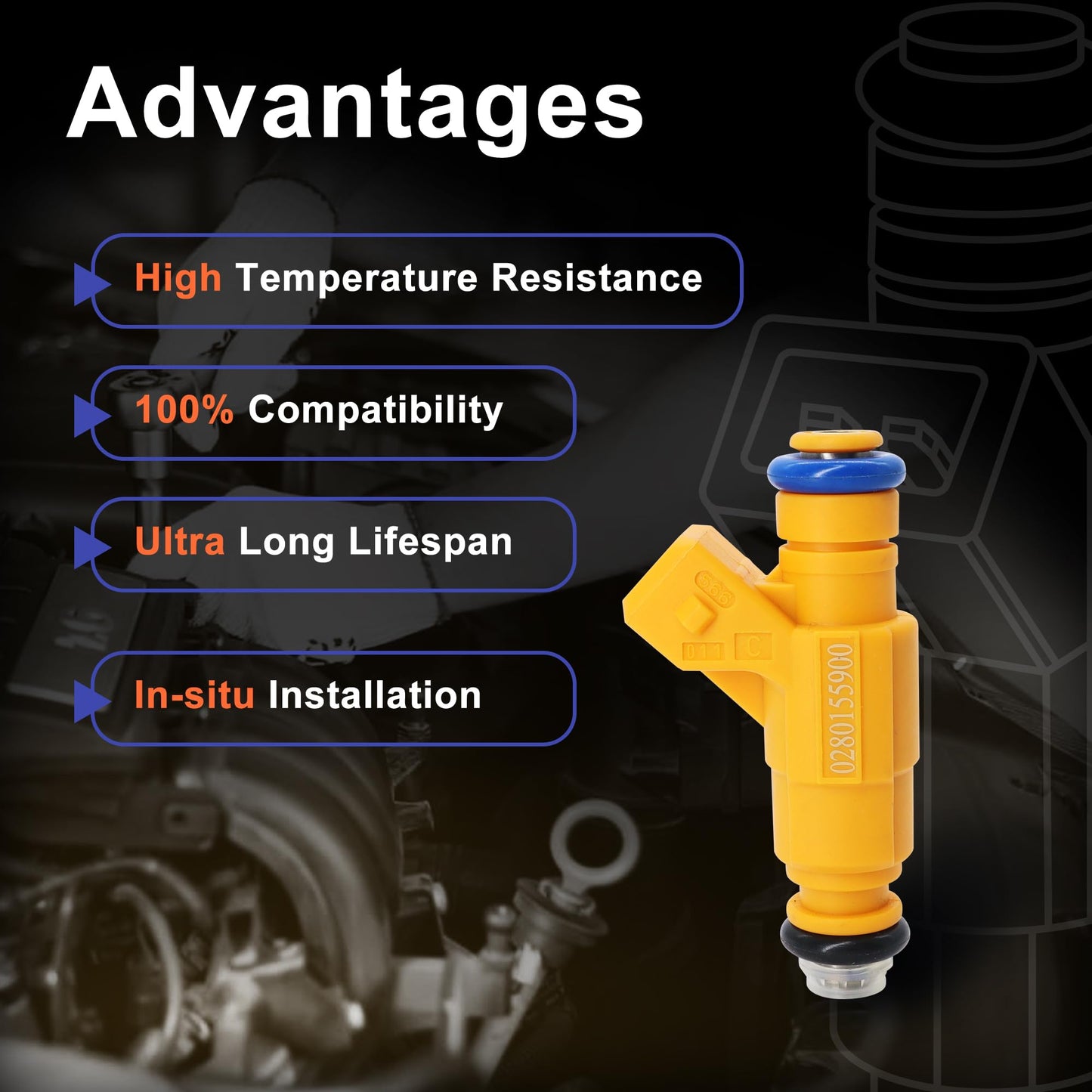 HiSport Fuel Injectors 0280155900 6PCS Replacement For Explorer Mercury Mountaineer 4.0L 1999 2000 2001