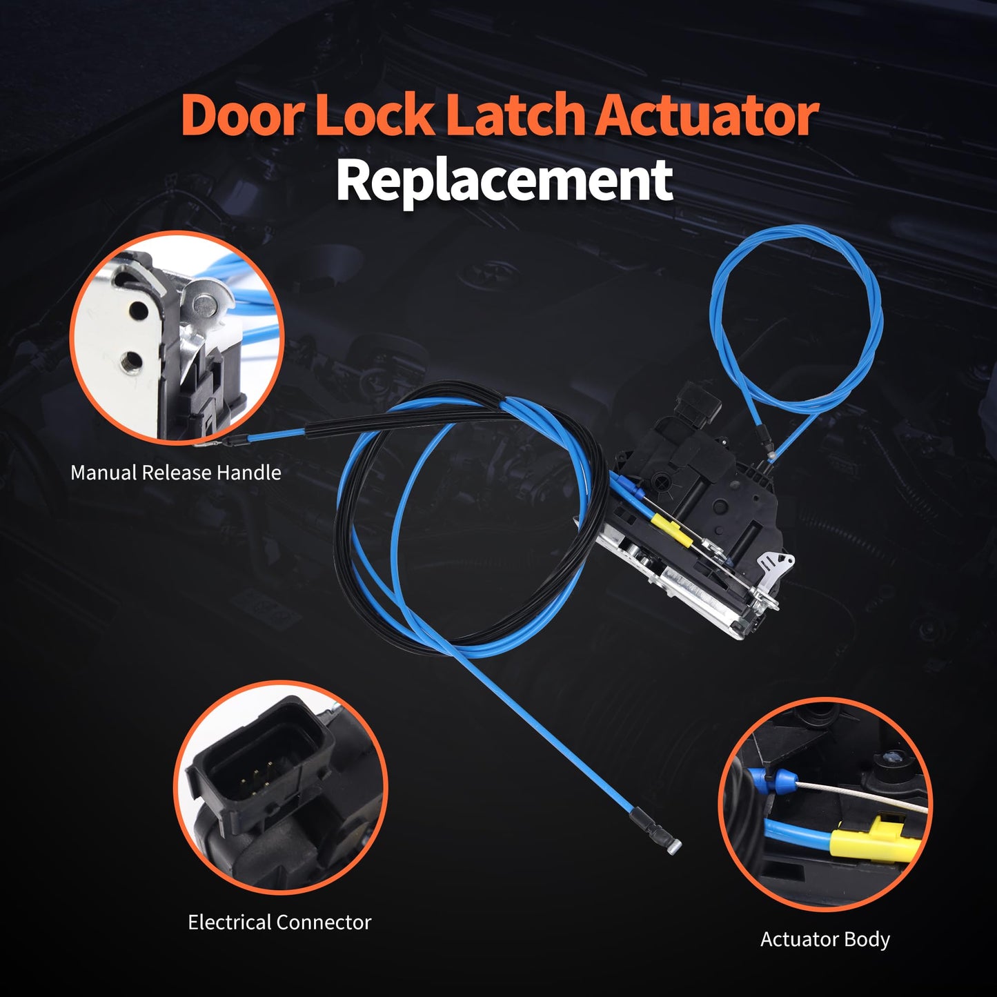 HiSport Sliding Door Latch Lock Actuator with Cables for Right Passenger Side Slide 68226180AF Compatible with Dodge RAM ProMaster Cargo Van 1500 2500 3500 2019-2025