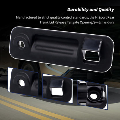 HiSport 81260-C1010 Rear Outside Trunk Lid Lock Handle Compatible with Hyundai Sonata 2015 2016 2017 with Rear Camera Hole Replacement for 81260C1010 Rear Tail Gate Trunk Hatch Release Handle Button
