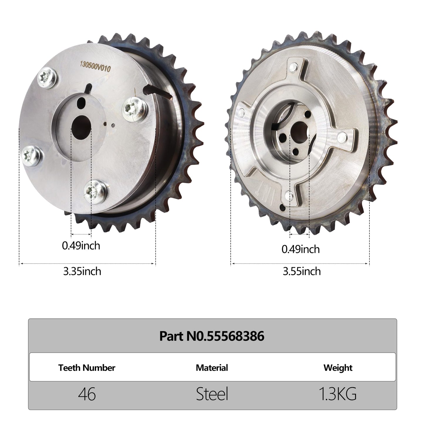 HiSport 13050-0V011 Timing Camshaft Sprocket VVT Gears Intake and Exhaust - Compatible with 2009-2012 Toyota RAV4 Camry 2.5L Highlander Sienna Venza 2.7L - Replace 13070-0V013