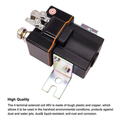 HiSport 101908701 Heavy Duty Solenoid Compatible with Club Car 48V, 4 Terminal Solenoid Coil | 95-Up DS and 04-Up Precedent Golf Carts, DS Precedent Electric Carts SW80-2028P Replace Albright 5722