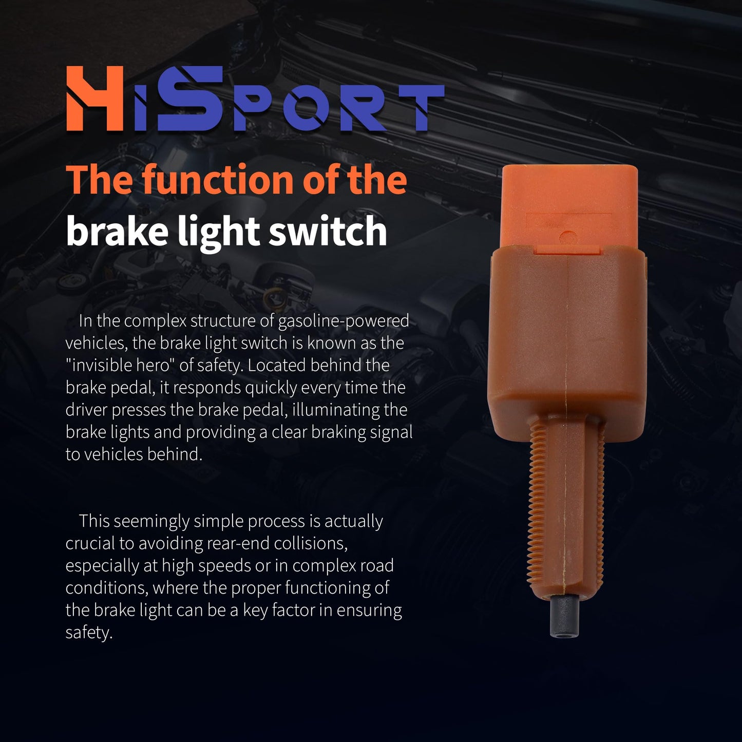 HiSport Brake Light Stop Lamp Switch 25320BR00A Compatible with Nissan Sentra S, SL, SR, SV 1.6 1.8 2015-2019, SLS593