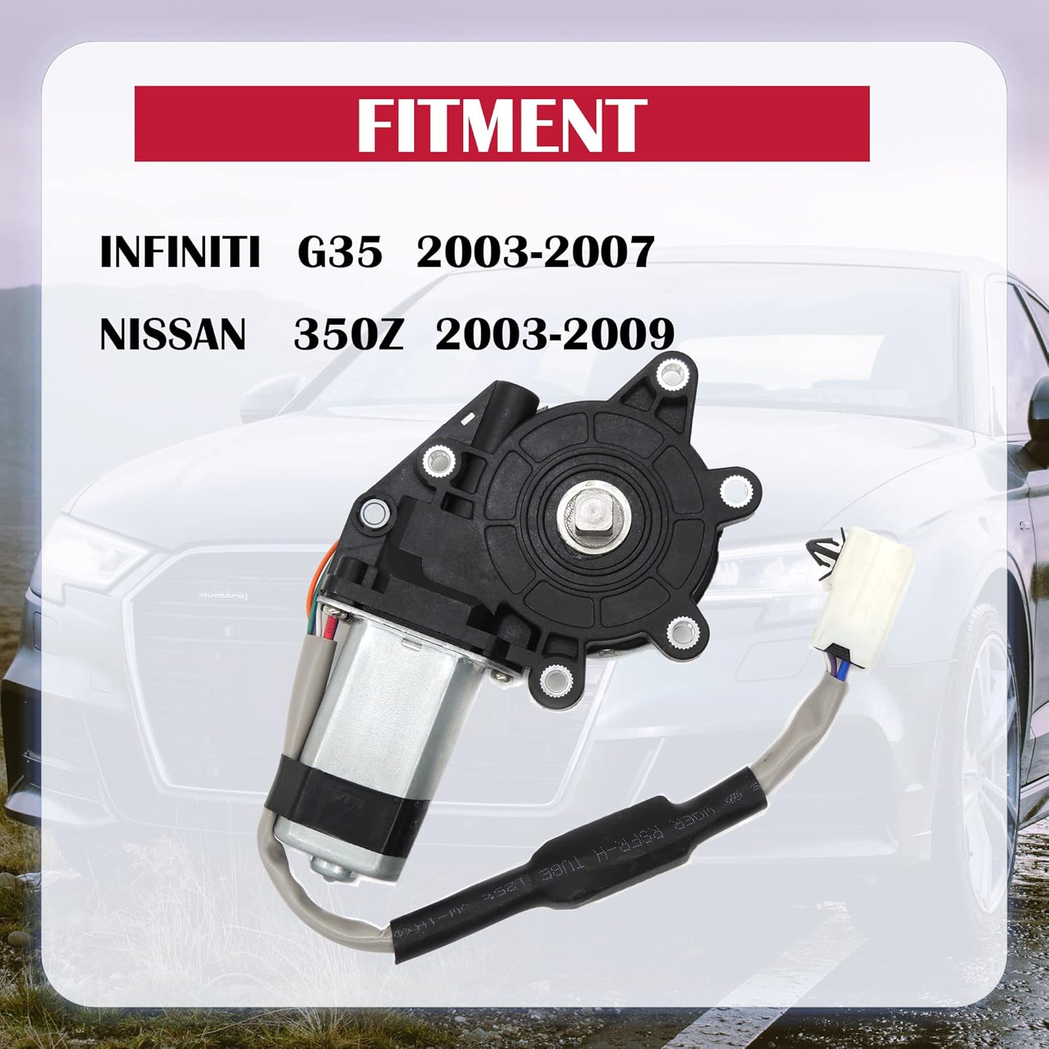 HiSport Window Motor - Front Right Passenger Side Compatible with Infiniti G35 2003-2007 Nissan 350Z Direct Replacement for # 80730CD00A, 742-512