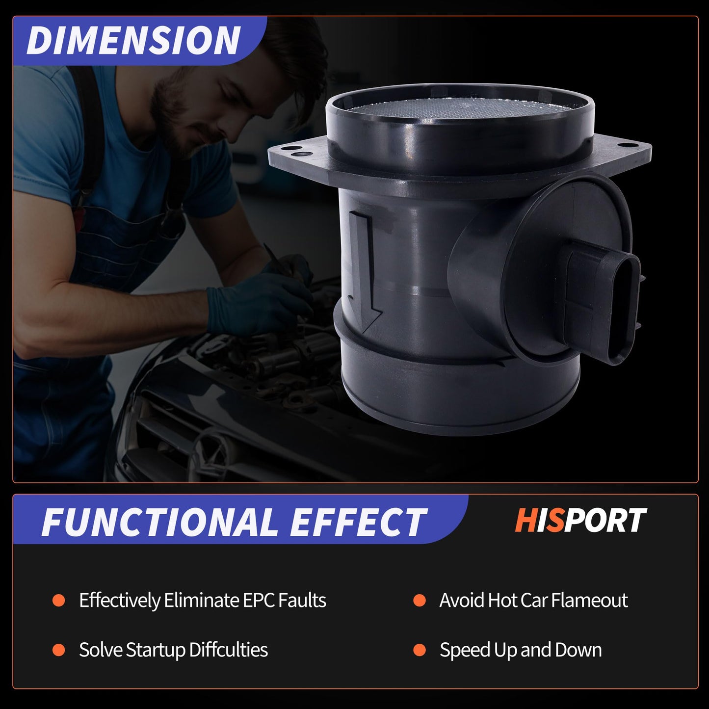 HiSport 281643C100 MAF Mass Air Flow Sensor - Compatible with Buick Allure Lacrosse Chevrolet Captiva Sport Equinox Pontiac G6 G8 Grand Prix Replaces 15911983