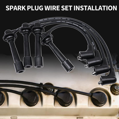 HiSport B61P18140A Spark Plug Wire Set of 4- Compatible with Mazda MX-5 1.6L 1.8L Engines 90-00 10.2mm etc Improved Strength Heat Resistance - Replace B61P18140B B61P18140C BPE818140A