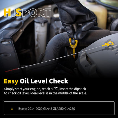 HiSport Engine Oil Dipstick Level Dip Stick - Compatible with Mercedes-Benz CLA250 GLA250 2014 2015 2016 2017 2018 2019 2020, Mercedes-Benz GLA45 AMG 2015 2016 2017 2018 2019 Replaces 2700104101