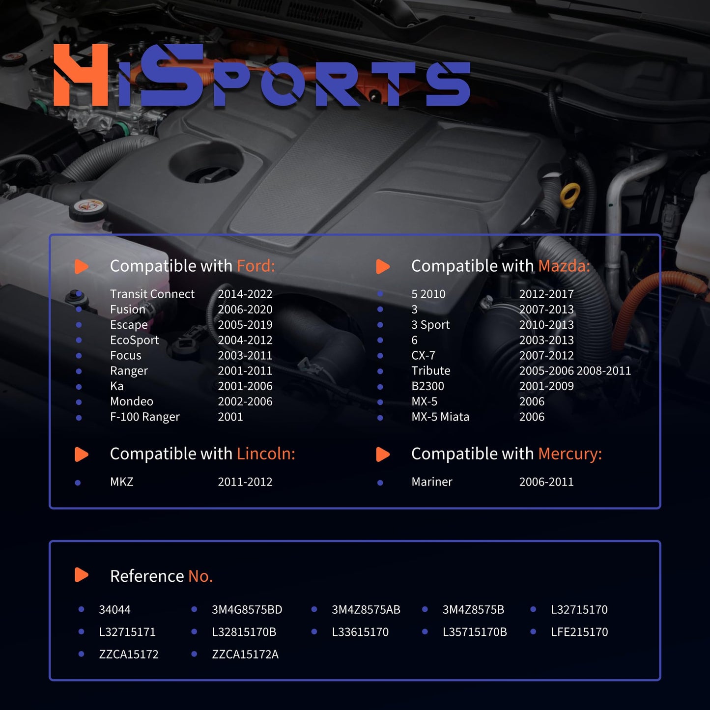 HiSport Thermostat Housing Assembly - Compatible with Ford Transit Connect 2014-2022 Fusion 2006-2020 Escape 2005-2019 EcoSport 2004-2012 Focus 2003-2011 Ranger 2001-2011 Ka - Replace 34044