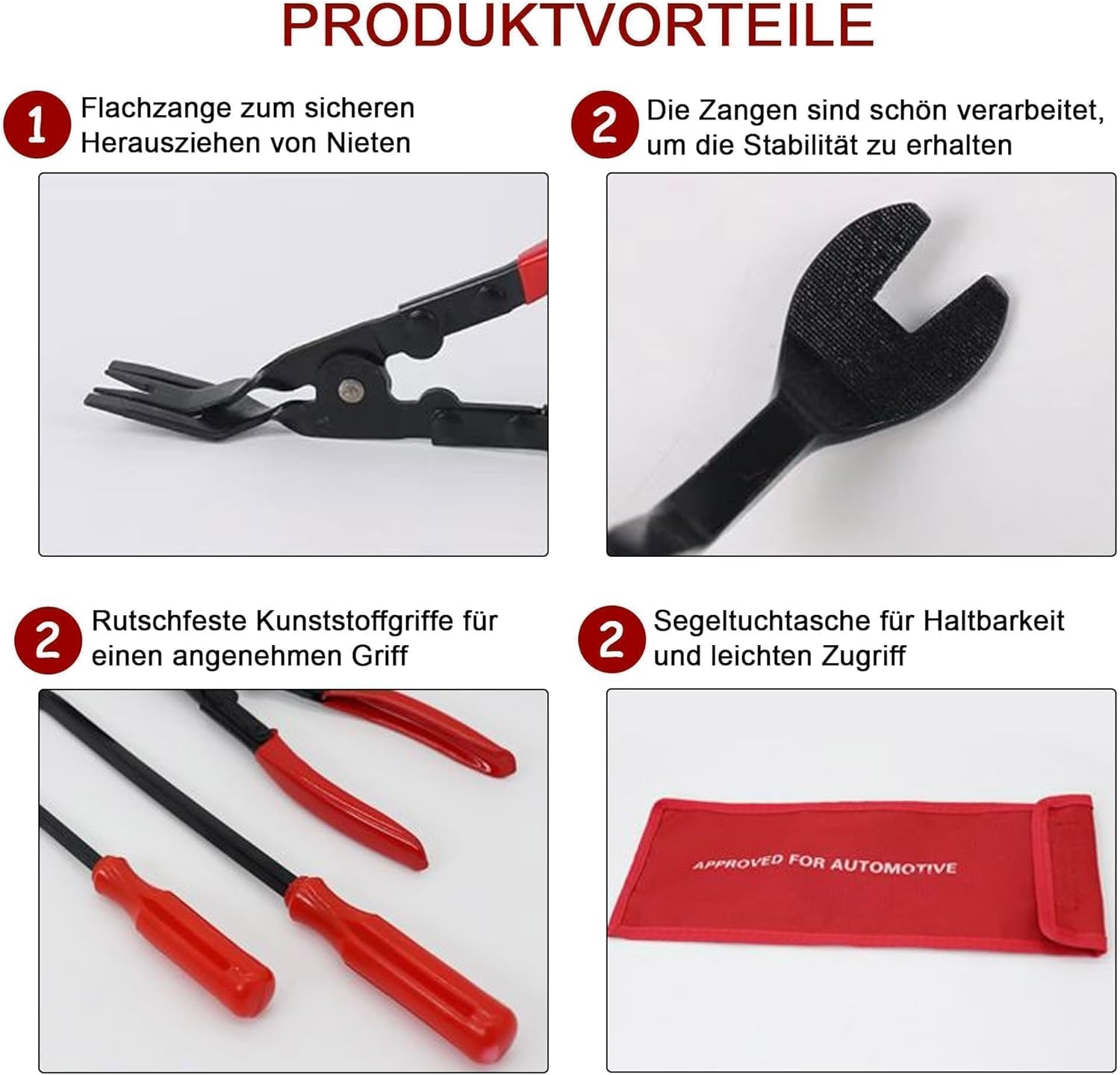 HISports 3er-Pack Entfernungswerkzeuge, Auto-Set, universelle Fixierung, Auto-Klemme, Türverkleidungswerkzeug, Verkleidung, Autotürverkleidung, Armaturenbrett, Innenformkeil, Rot