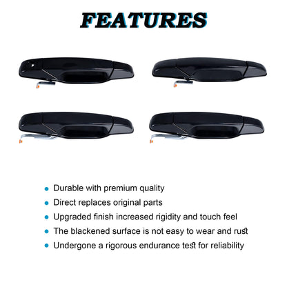 HiSport 20828237 4PCS Outside Exterior Door Handle Compatible with Chevrolet Chevy Avalanche 2007-2013, Silverado 1500 2500 3500 2007-2014, Suburban 1500 2500, Tahoe, GMC Sierra 2500 3500 Yukon