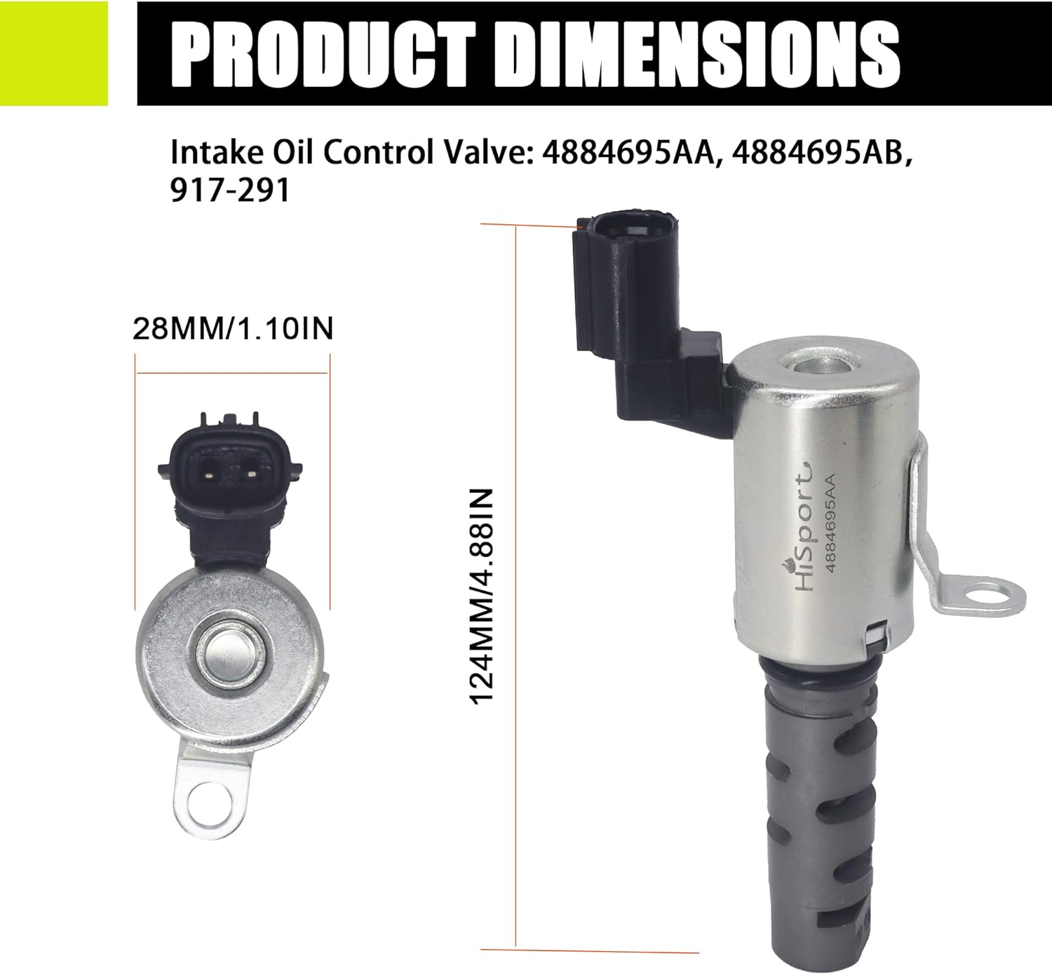 HiSport Variable Valve Timing Solenoid - Intake & Exhaust VVT Actuator Oil Control Valve OCV Compatible with Chrysler 200 Sebring/Dodge Avenger Caliber Journey/Jeep Compass Patriot 2PCS/SET