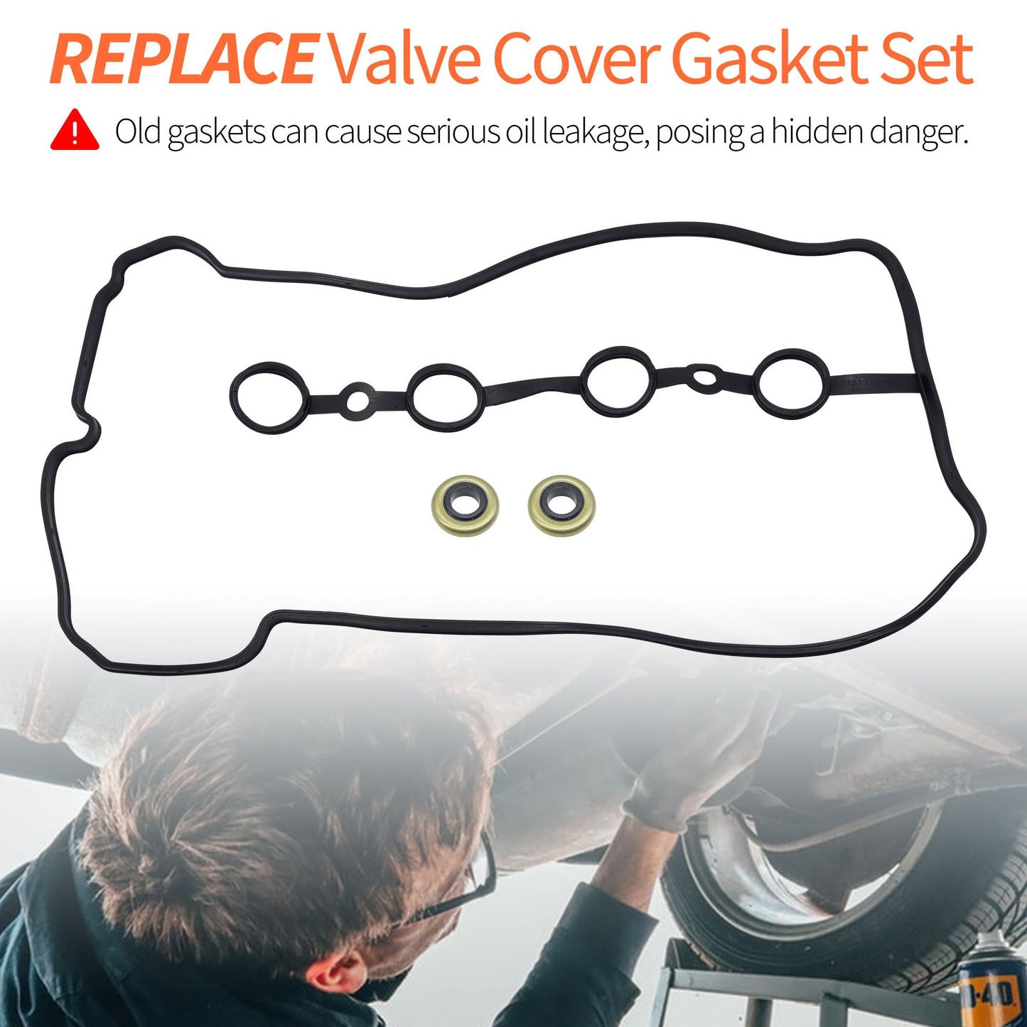 HiSport Valve Cover Gasket Set - Compatible with Scion 2004-2006 xA 2004-2006 xB Compatible with Toyota 2000-2005 Echo 2001-2009 Prius 2012-2019 Prius C 2006-2019 Yaris 1.5L - Replace VS50624R