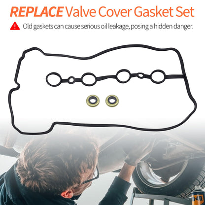 HiSport Valve Cover Gasket Set - Compatible with Scion 2004-2006 xA 2004-2006 xB Compatible with Toyota 2000-2005 Echo 2001-2009 Prius 2012-2019 Prius C 2006-2019 Yaris 1.5L - Replace VS50624R