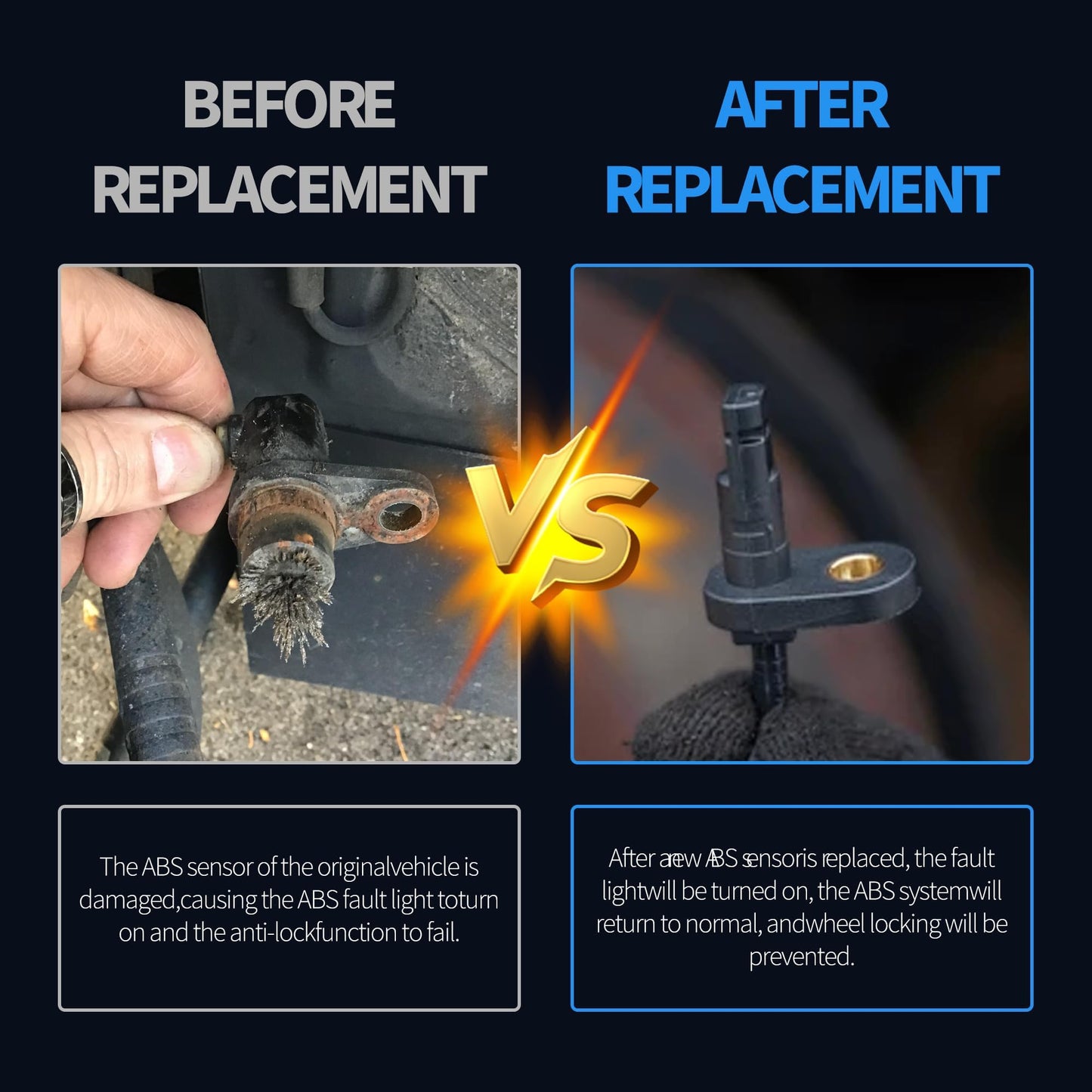 HiSport XR822753 ABS Wheel Speed Sensor Compatible with Jaguar S-Type 2003-2008, Super V8 2005-2009, Vanden plas, XJ8, XJR 2004-2009, XK 2007-2009, XK8 2003-2006, XKR 2003-2009 Replace ALS524