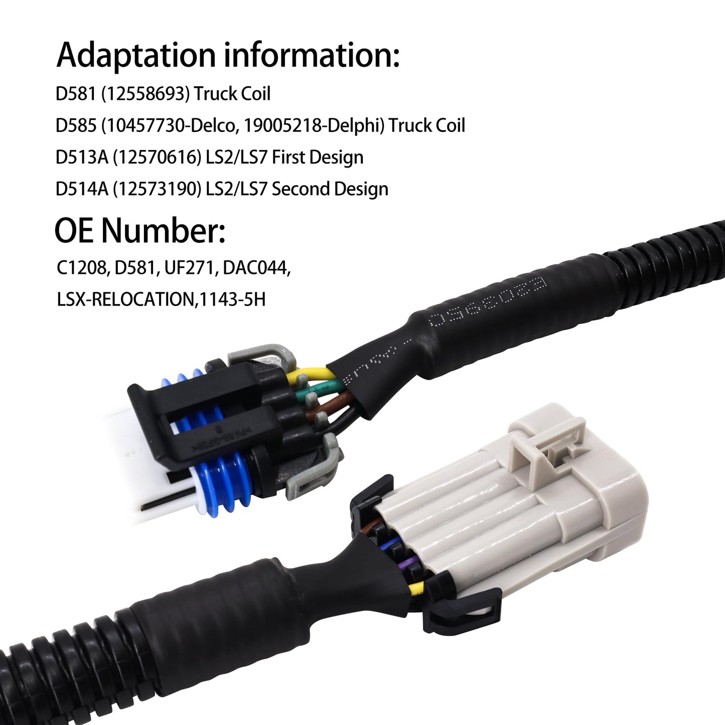 HiSport Ignition Coil Harness Connector Compatible with GM LQ9 LQ4 LS2 LS3 LS7 LSX 4.8 5.3 6.0 6.2 7.0 Truck Relocation Applications 2PCS Compatible with Chevy GMC Cadillac