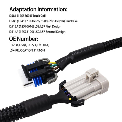 HiSport Ignition Coil Harness Connector Compatible with GM LQ9 LQ4 LS2 LS3 LS7 LSX 4.8 5.3 6.0 6.2 7.0 Truck Relocation Applications 2PCS Compatible with Chevy GMC Cadillac