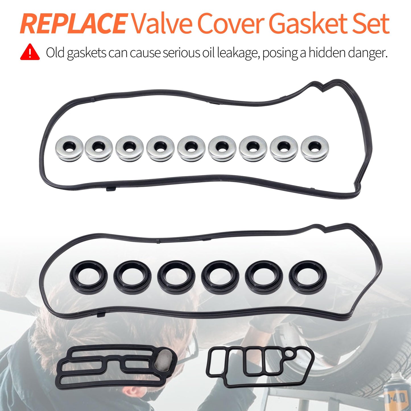 HiSport Engine Valve Cover Gasket Set - Compatible with Acura MDX RDX RL TL TSX ZDX Compatible with Honda Accord Crosstour Odyssey Pilot Ridgeline 3.5L 3.7L 2005-2018 - Replace VS50773R