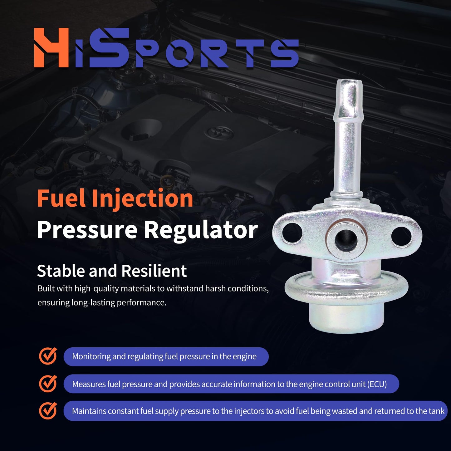 HiSport Fuel Injection Pressure Regulator PR4098 Replacement for Subaru Legacy Impreza SVX XT Forester, 3 Bar