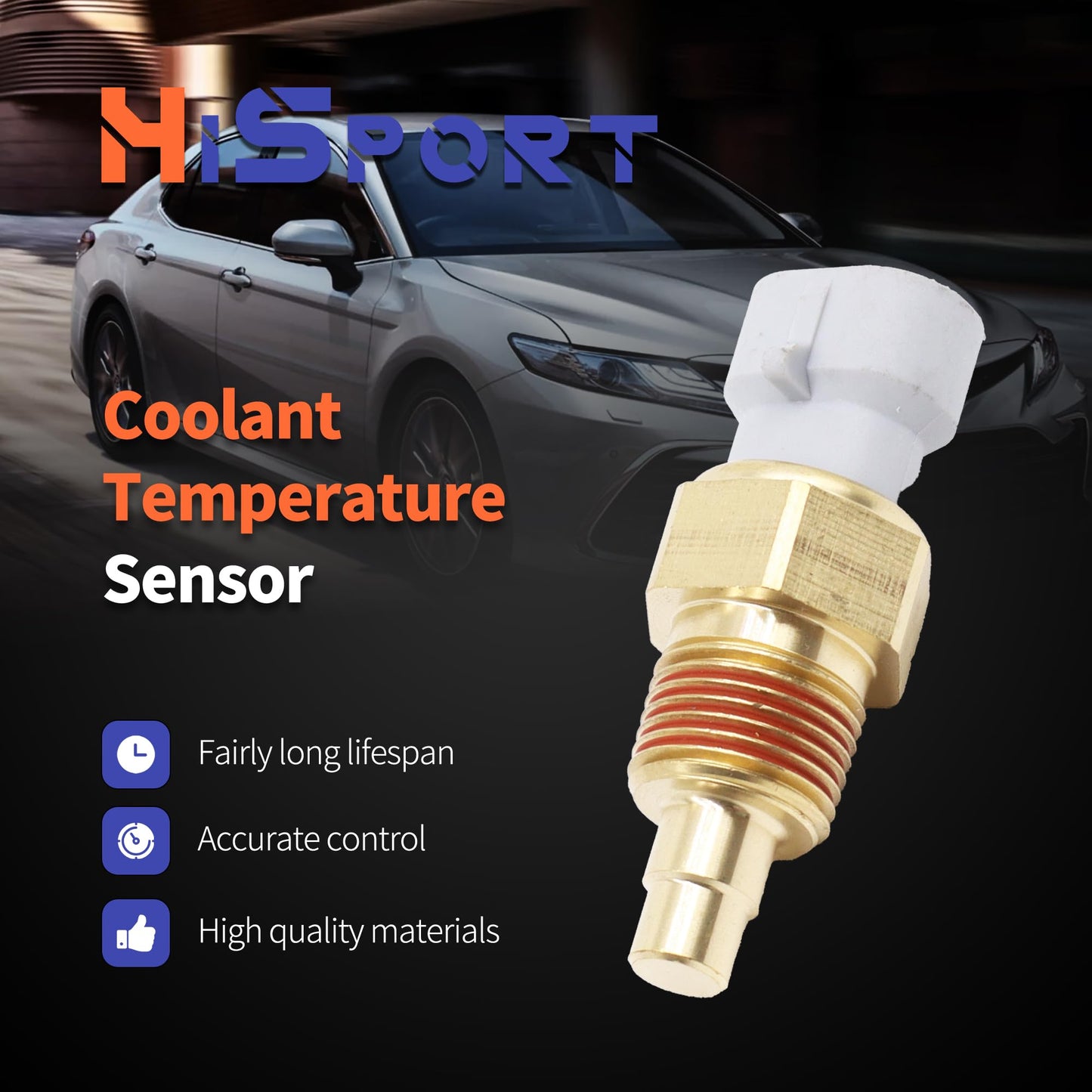 HiSport Engine Coolant Temperature Sensor - Compatible with GM Vehicles Chevy C1500 K1500 Tahoe Impala Buick Regal Oldsmobile 98 Replace 213-77