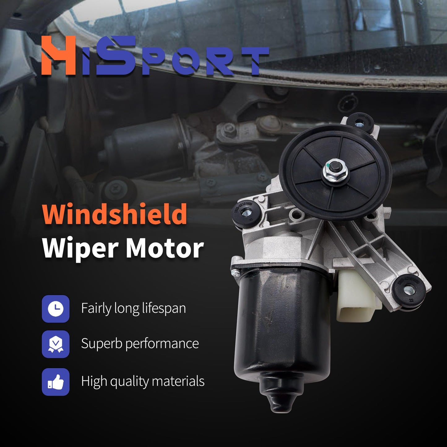 HiSport New Front Windshield Wiper Motor 12368703 - Compatible with Chevy Blazer S10 GMC Jimmy Sonoma Isuzu Hombre Oldsmobile Bravada 1998-2004