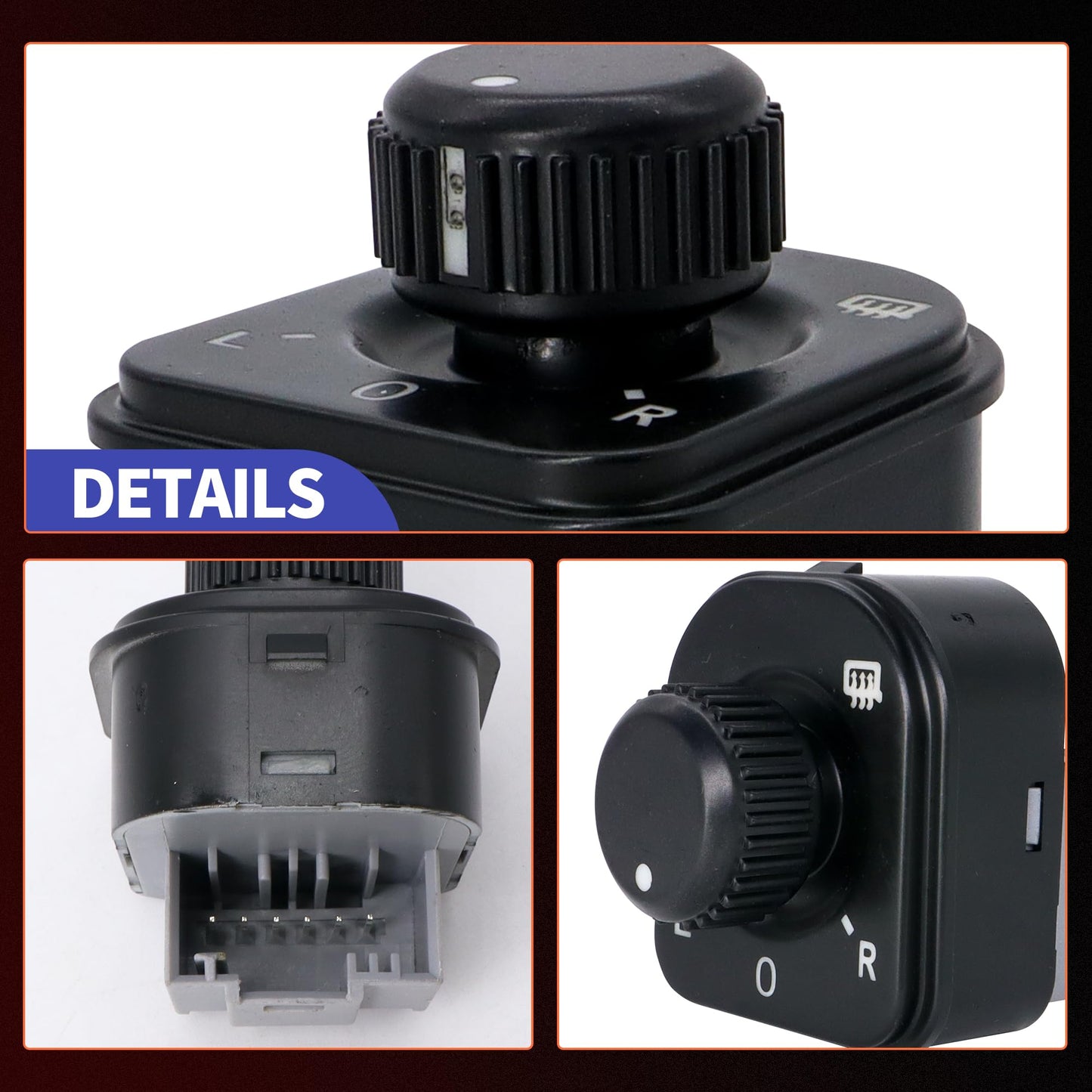 HiSport 1K0959565KREH Side Exterior Mirror Switch - Compatible with Volkswagen Eos Golf GTI Jetta Passat CC Rabbit Tiguan 2005-2015