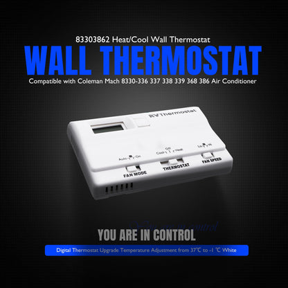 HiSport Motorhome 83303862 Upgrade T-Stat Wall Digital Thermostat Replacement for Coleman Mach 8330-336 337 338 339 368 386 Digital Thermostat Heat/Cool Air Conditioner Digital