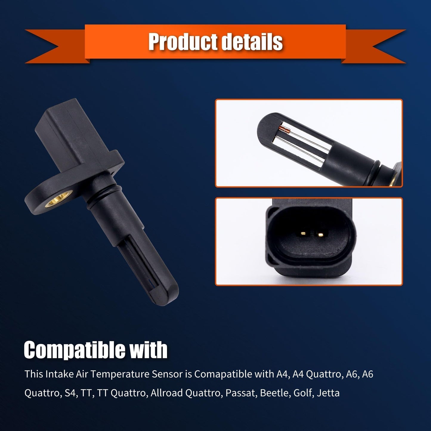 HiSport Intake Air Temperature Sensor - Compatible with Audi A3 2006-2013 A4 2002-2015 A5 2010-2015 A6 2003-2015 Q5 TT, Volkswagen Beetle CC Eos Golf Golf City GTI Jetta Passat Tiguan 06B905379A