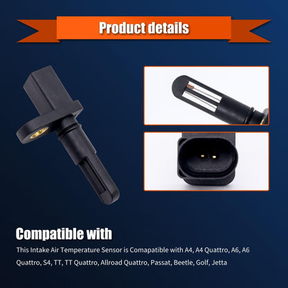HiSport Intake Air Temperature Sensor - Compatible with Audi A3 2006-2013 A4 2002-2015 A5 2010-2015 A6 2003-2015 Q5 TT, Volkswagen Beetle CC Eos Golf Golf City GTI Jetta Passat Tiguan 06B905379A
