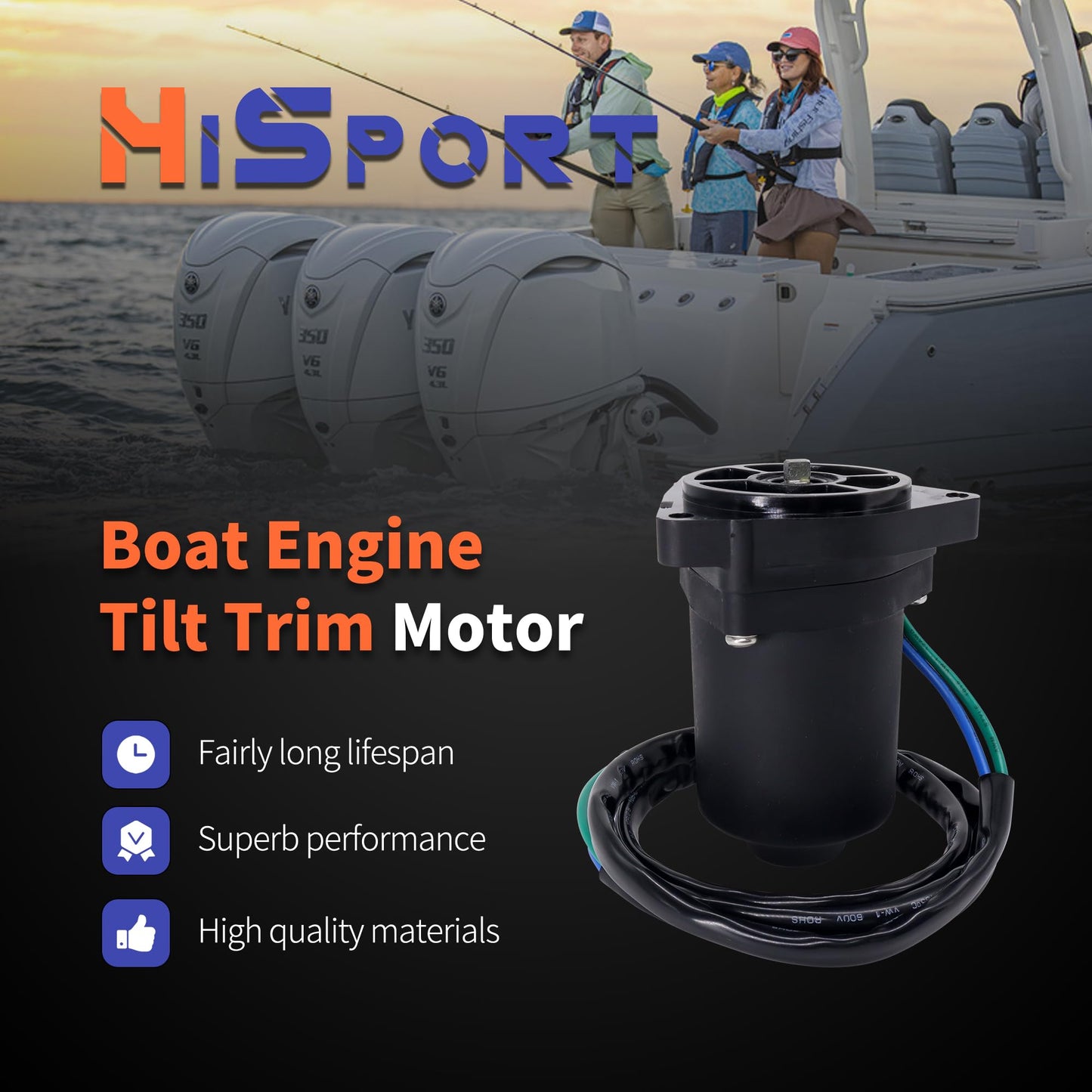 HiSport 63P438 Boat Engine Tilt Trim Motor - Compatible with Yamaha Models F150JA F150JB F150LA F150LB F150TJR F150TLR F150TXR F150XA F150XB LF150TXR LF150XA LF150XB 150HP 2012-2018