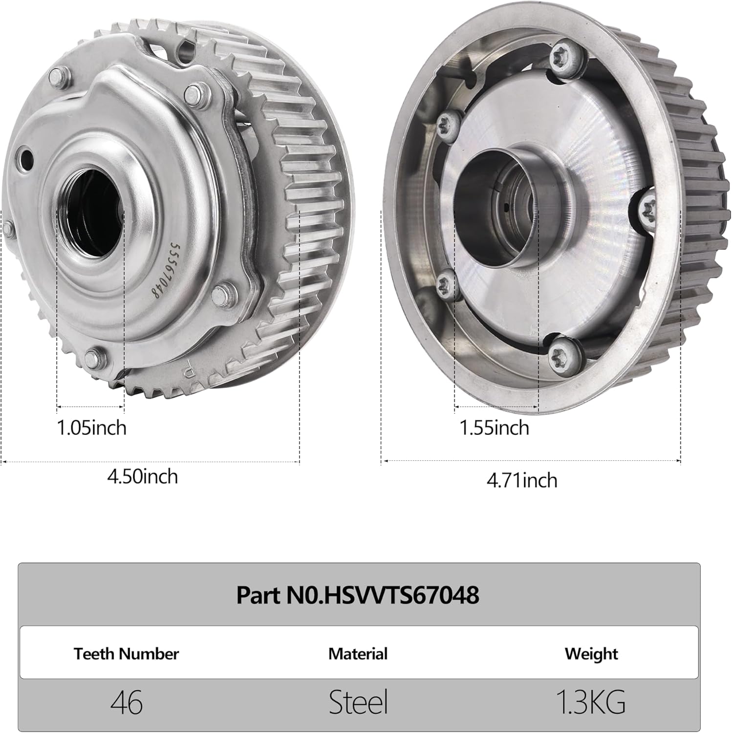 HiSport Engine Variable Valve Timing (VVT) Camshaft Sprocket Gears Intake and Exhaust - Compatible with Chevry Aveo Aveo5 Cruze Cruze Limited Sonic G3 1.6L 1.8L - Replace 55567049 55567048