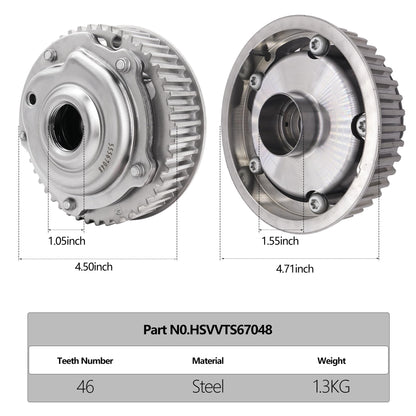 HiSport 55567048 Engine Timing Camshaft Sprocket Cam Phaser VVT Gear with Bolts Intake & Exhaust - Compatible with Chevry Aveo Aveo5 Cruze Cruze Limited Sonic G3 1.6L 1.8L - Replace 55567049
