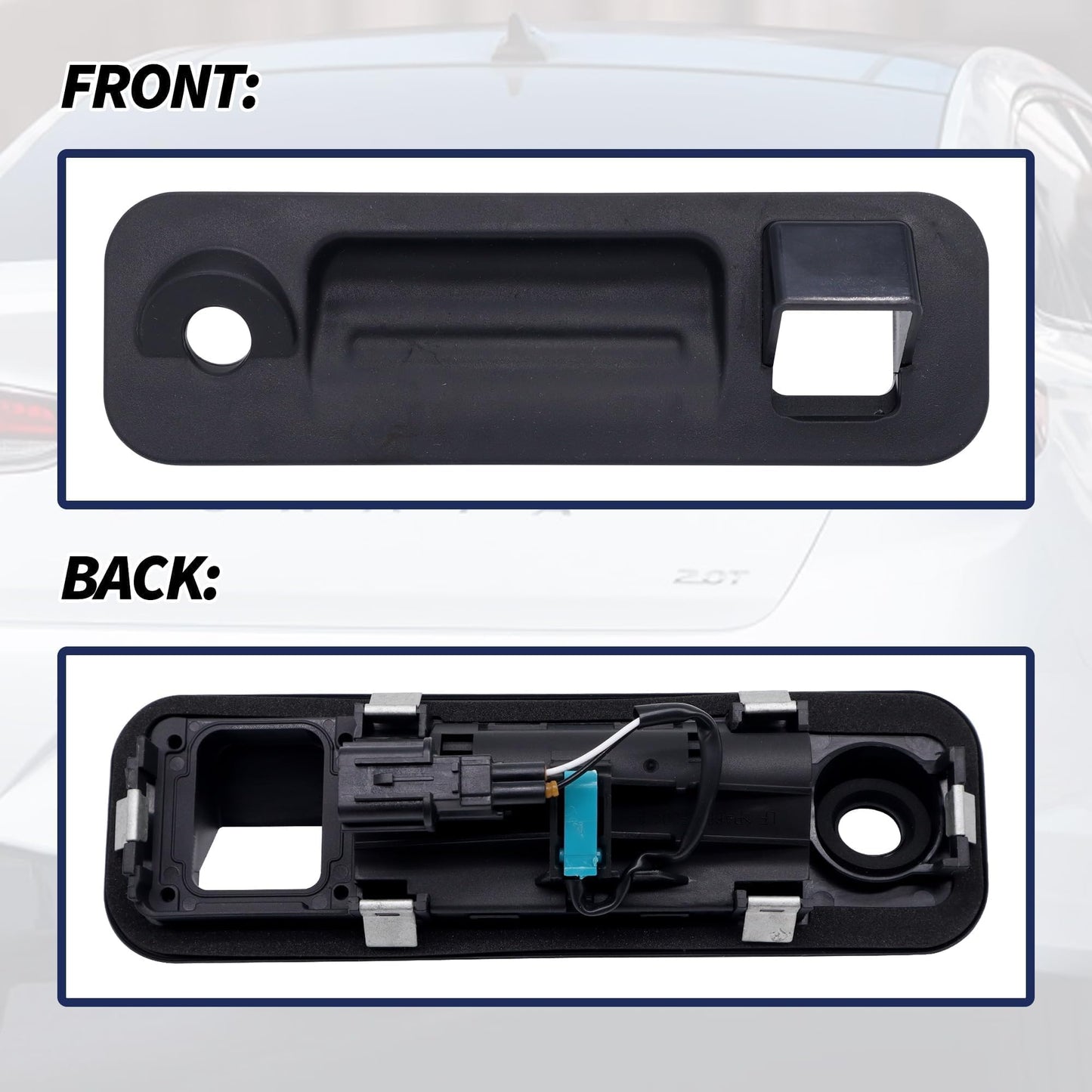 HiSport 81260-C1010 Rear Outside Trunk Lid Lock Handle Compatible with Hyundai Sonata 2015 2016 2017 with Rear Camera Hole Replacement for 81260C1010 Rear Tail Gate Trunk Hatch Release Handle Button