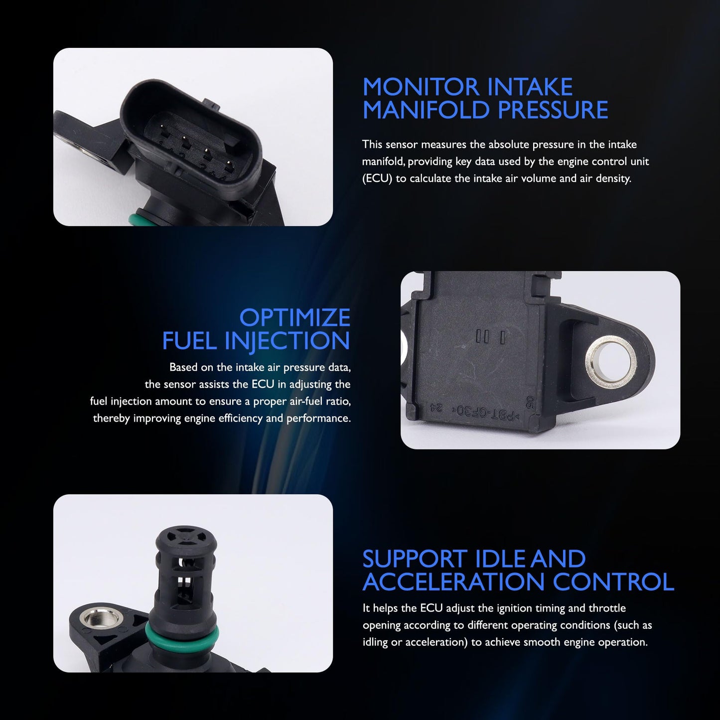 HiSport MAP Manifold Absolute Pressure Sensor - Compatible with BMW 135I 135IS 228I 320I 328I 335I 428I 435I Replaces 13628644432 13627599042 5WK96857Z